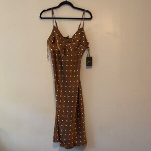 Japna Tan Polka Dot Midi Dress